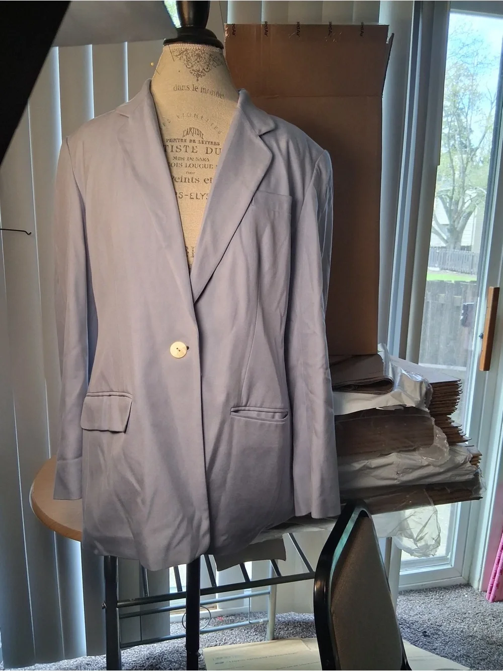 Lands' End Sky Blue Single-Button Blazer - Picture 6 of 7